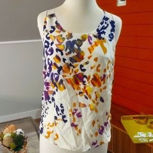 Silk cheetah open back tie top